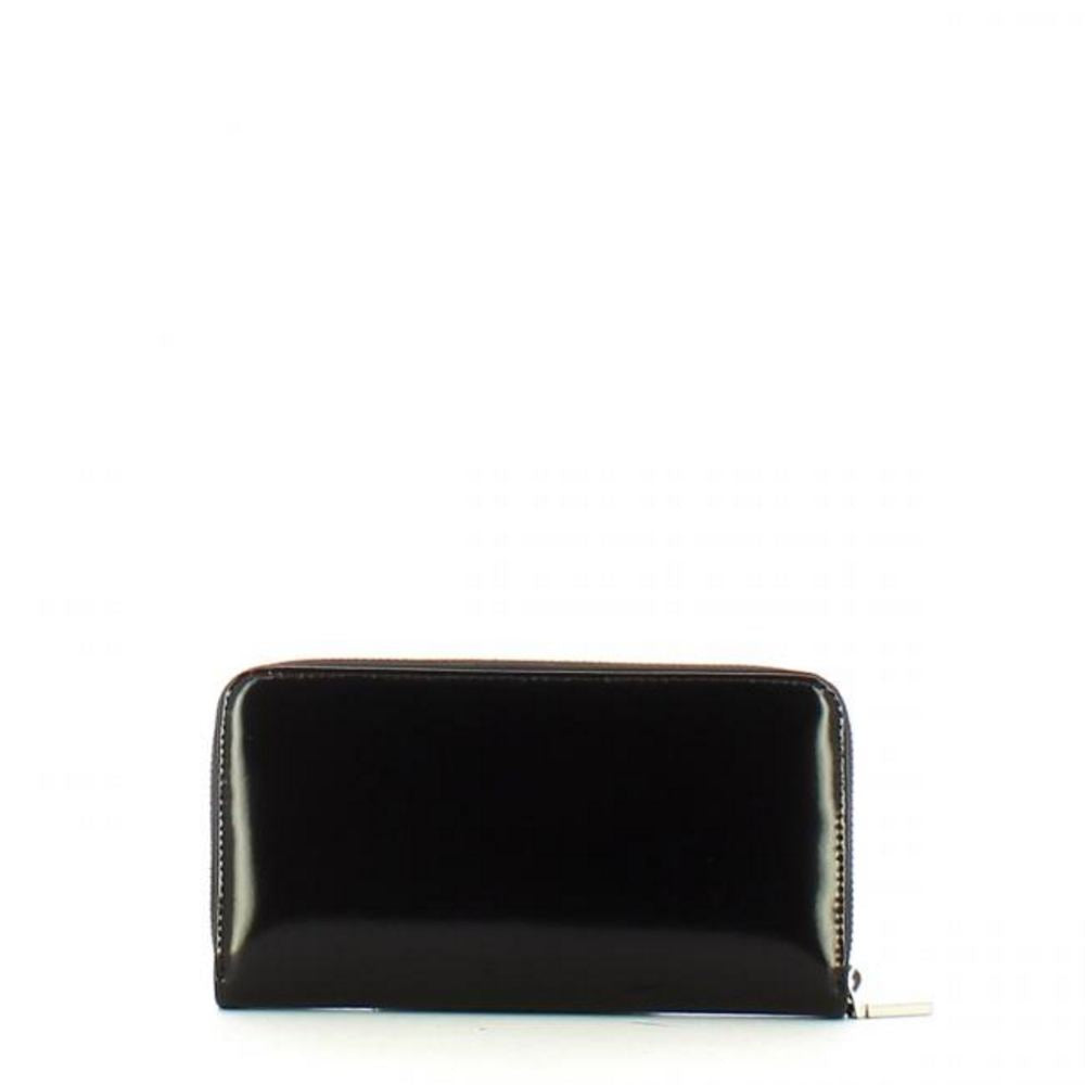 Portafoglio Metallic Soft Shiny Zip Around Noir 