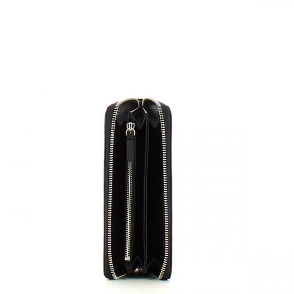 Portafoglio Metallic Soft Shiny Zip Around Noir 