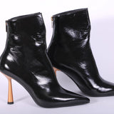 Stivaletto lucido nero tacco 90 Chantal 
