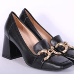 Mocassino accessorio pelle nera tacco Matteo Pitti 