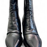 Stivaletto pelle nera arricciato tacco Mjus<BR/> 