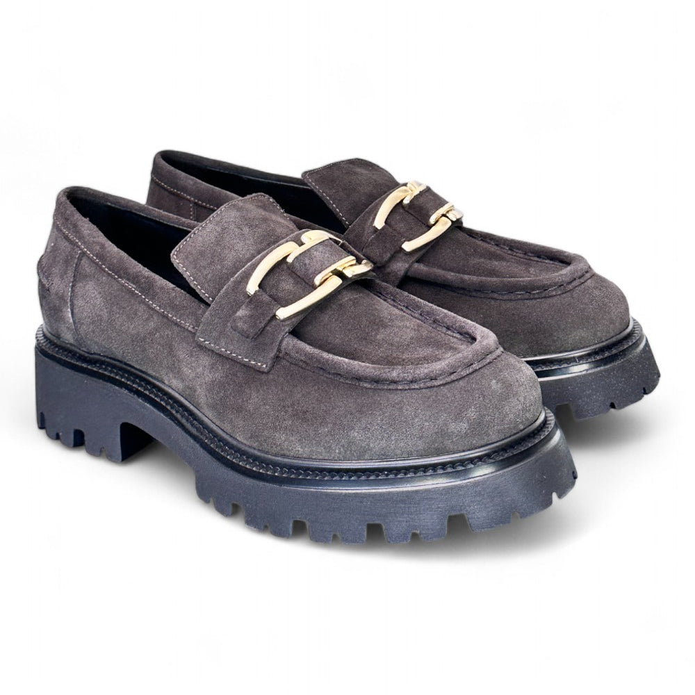 Mocassino donna Uma Parker camoscio pepe 