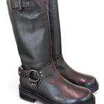 Stivale biker 3/4 pelle nera Angelica 
