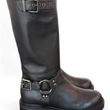 Stivale biker 3/4 pelle nera Angelica 