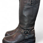 Stivale biker 3/4 pelle nera Angelica 