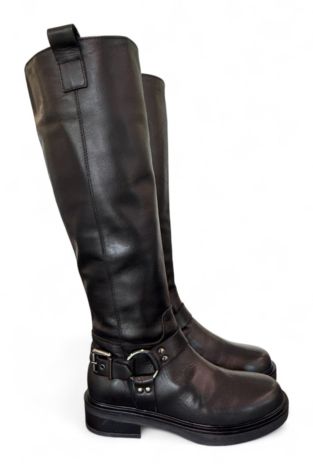 Stivale biker pelle nera Angelica 