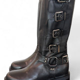 Stivale biker 3/4 fibbie pelle nera Angelica 