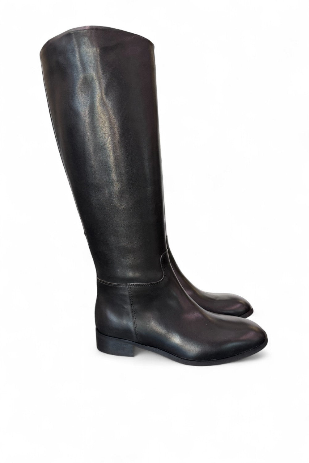 Stivale cavallerizzo tubo pelle nera Anima <BR/> 