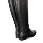 Stivale cavallerizzo tubo pelle nera Anima <BR/> 