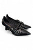Bruno Premi black patent multi-buckle pumps