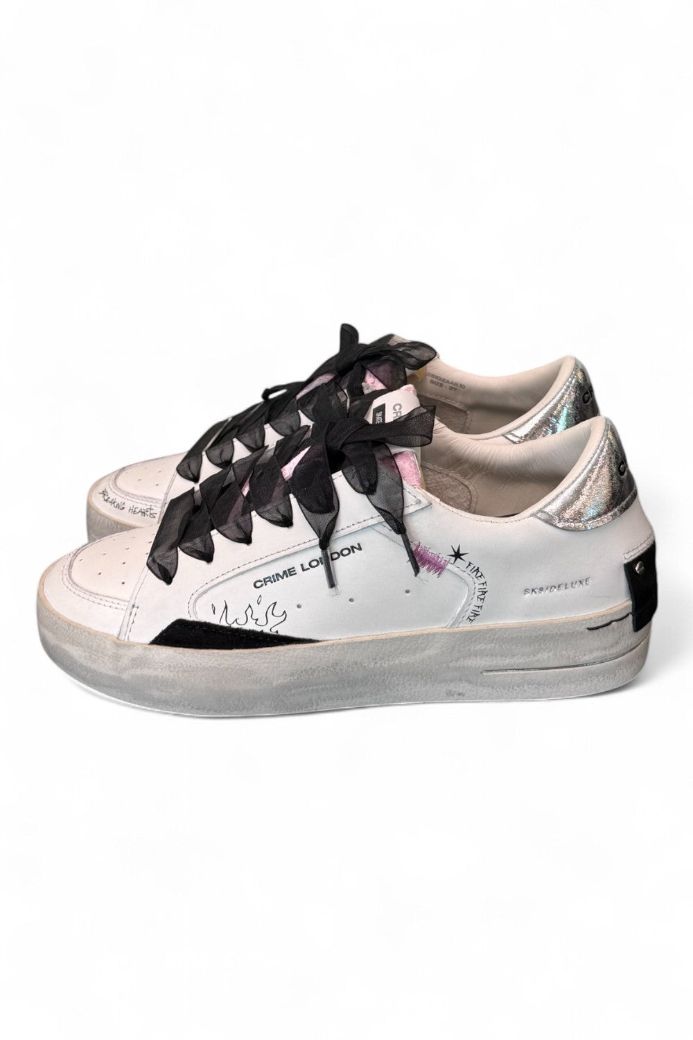 Sneaker SK8 De Luxe bianca nera Crime London Angel<BR/> 