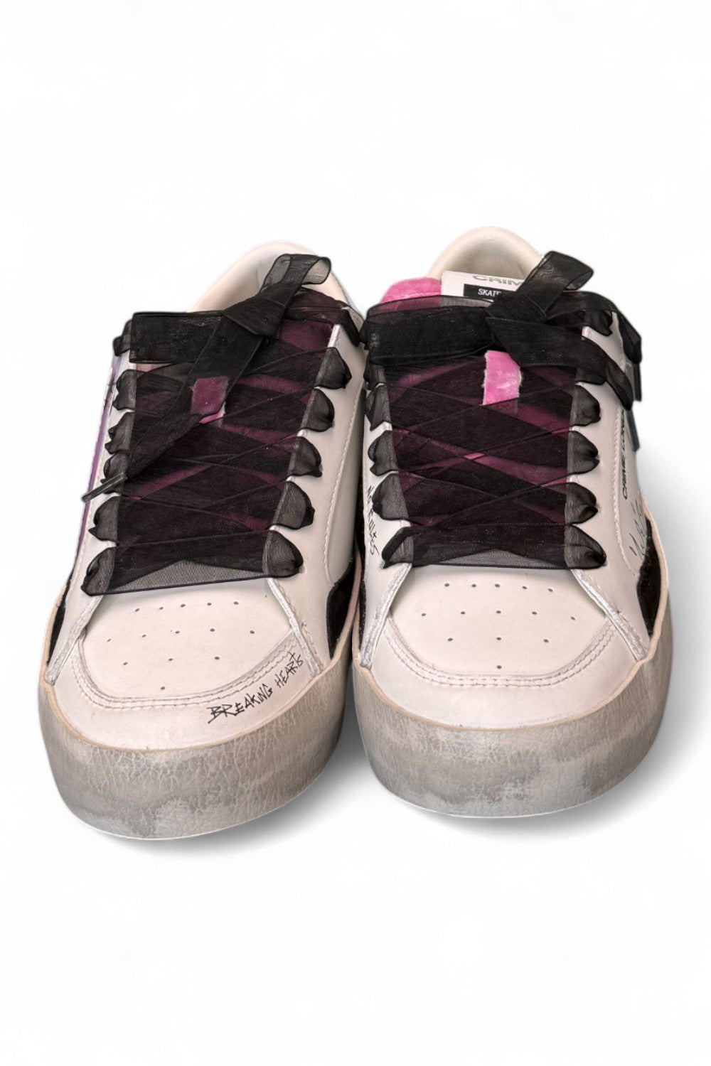 Sneaker SK8 De Luxe bianca nera Crime London Angel<BR/> 
