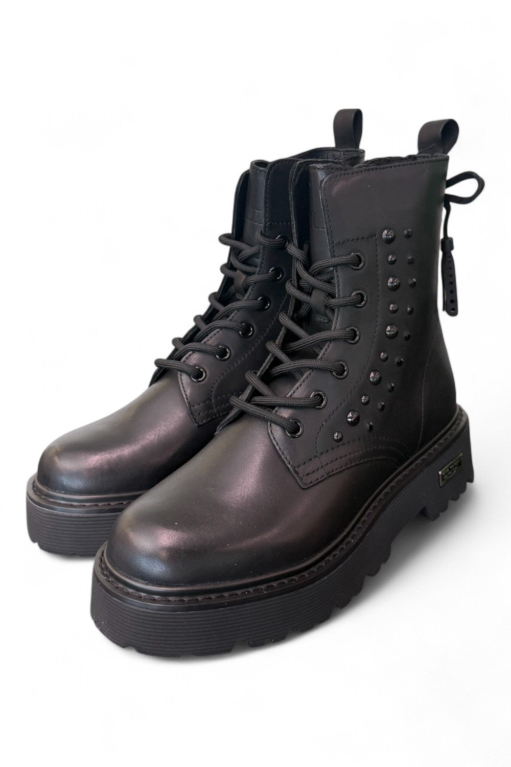 Anfibio donna pelle nera fiocco Slash Cult 