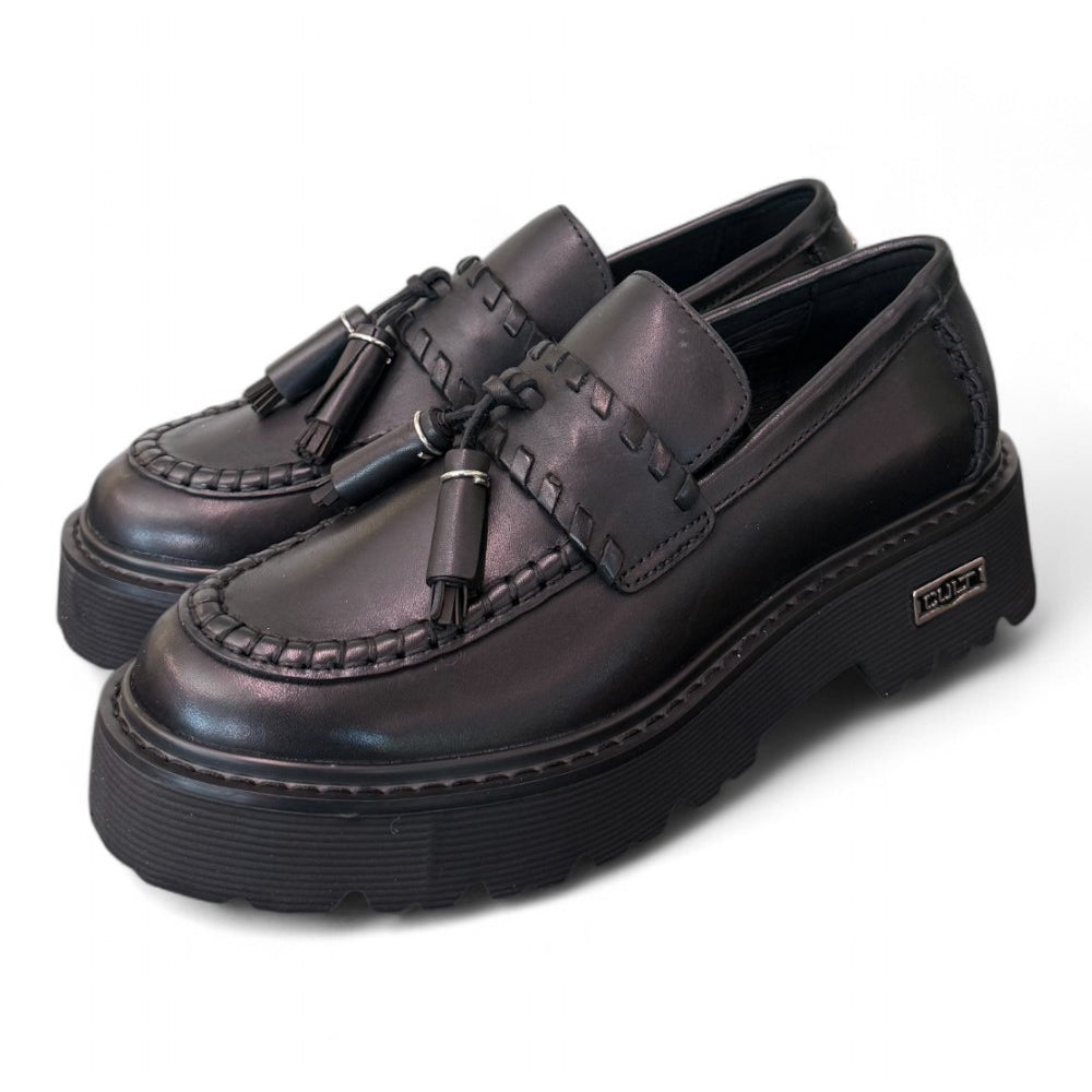 Mocassino donna pelle nera mappi Slash Cult 