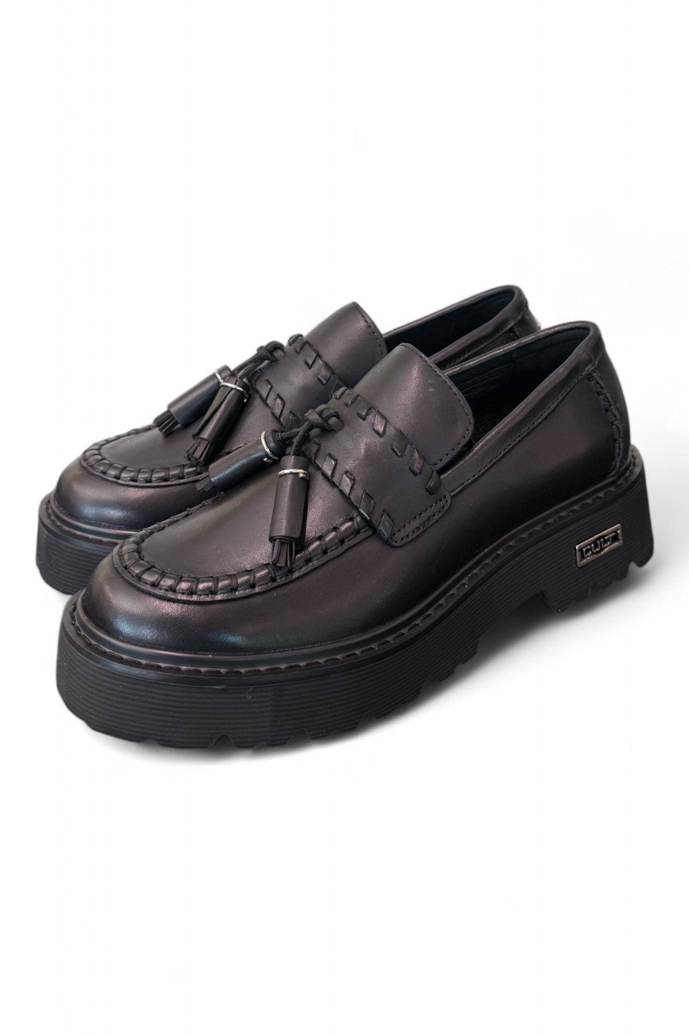 Mocassino donna pelle nera mappi Slash Cult 