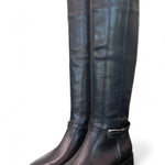 Stivale lungo pelle nera con fibbia Elisa Lanci<BR/> 