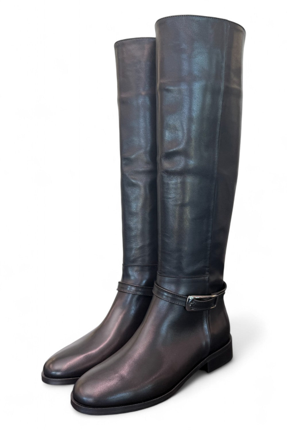 Stivale lungo pelle nera con fibbia Elisa Lanci<BR/> 