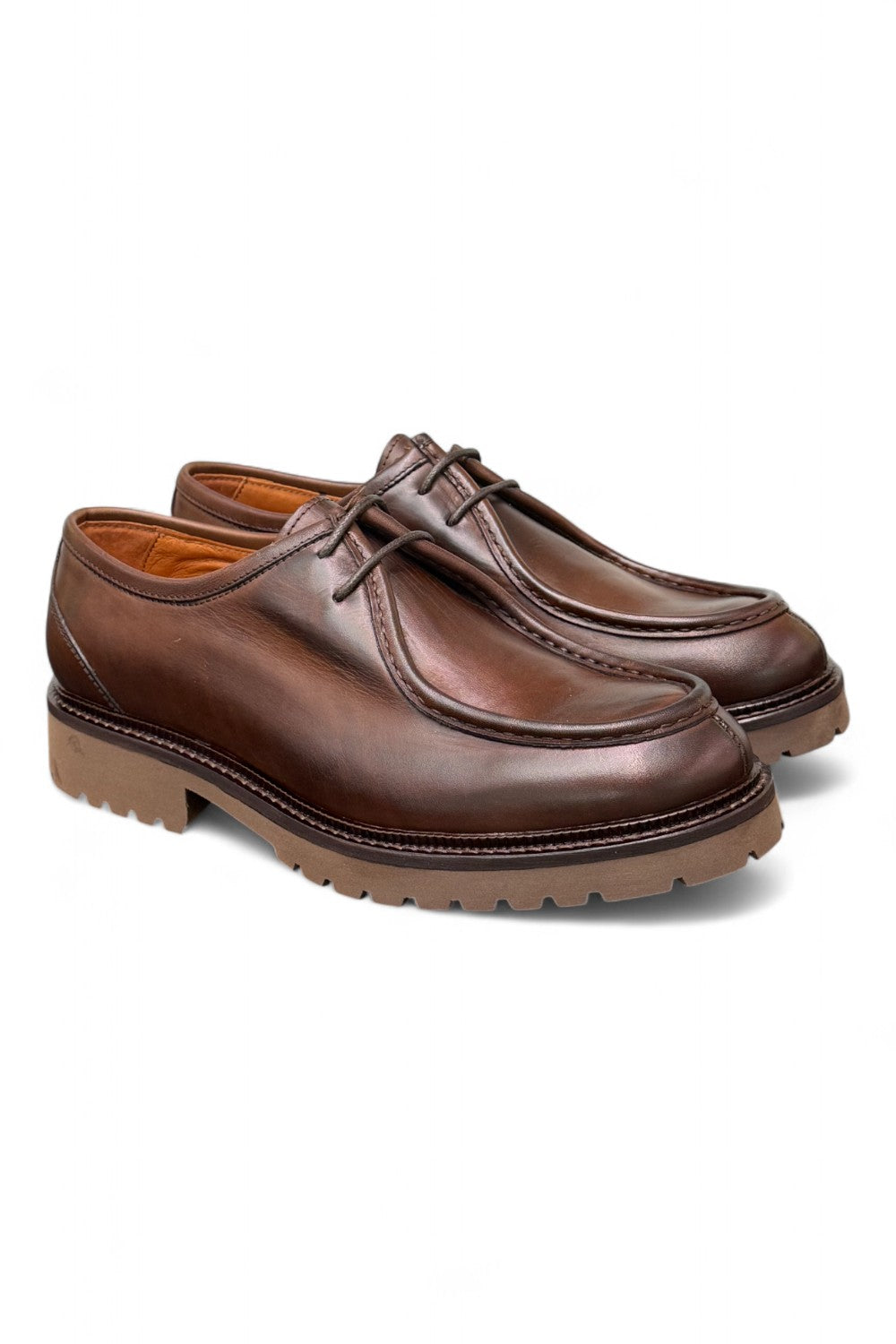 Scarpa allacciata ingegnere cucitura cioccolato Exton 