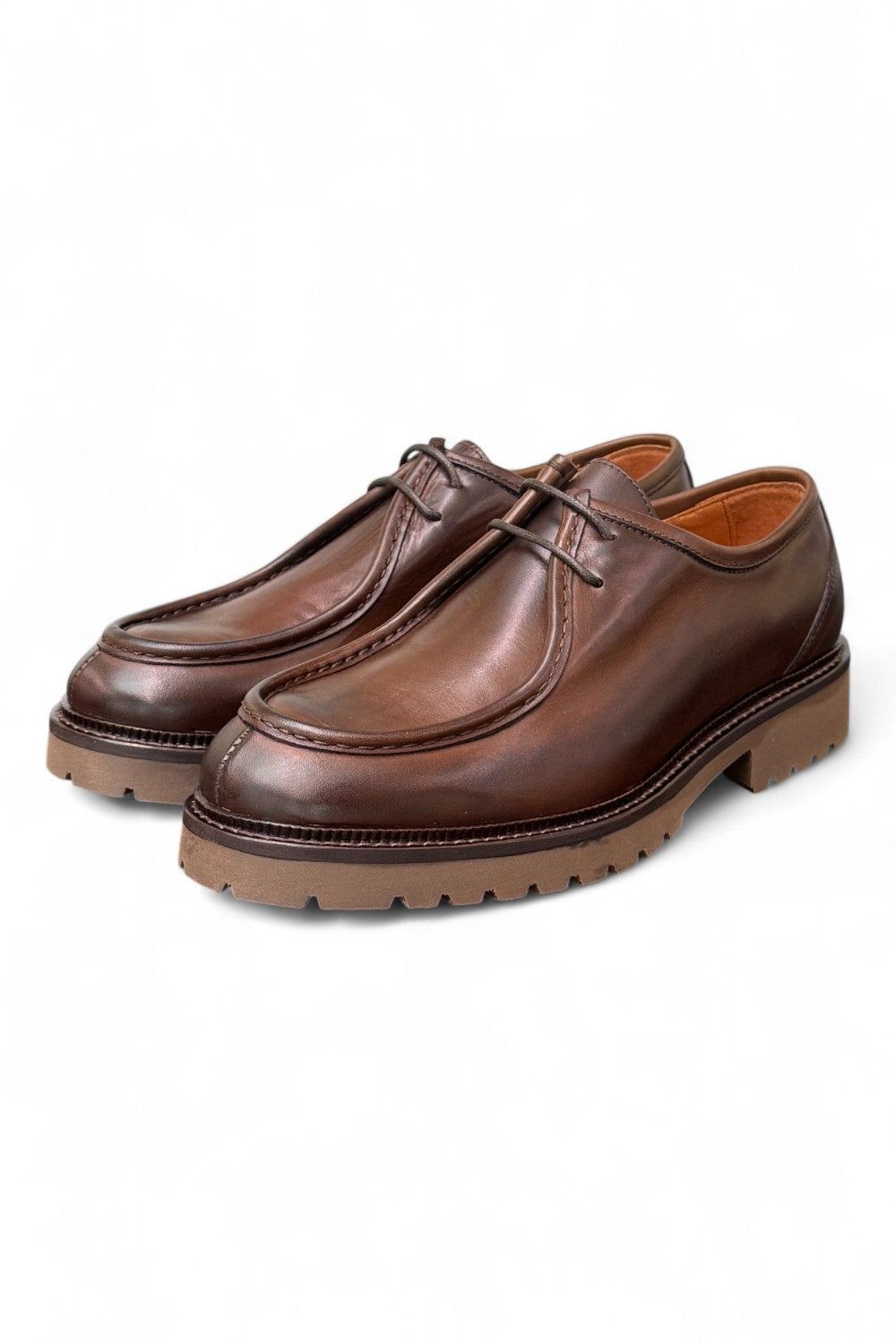 Scarpa allacciata ingegnere cucitura cioccolato Exton 