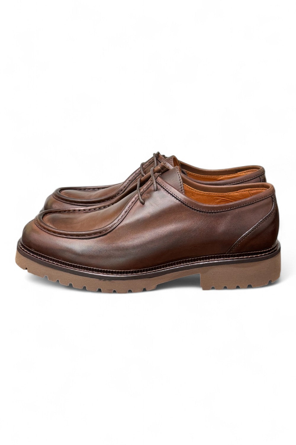 Scarpa allacciata ingegnere cucitura cioccolato Exton 