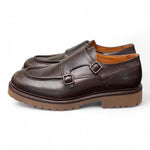 Scarpa doppia fibbia cucitura cioccolato Exton 