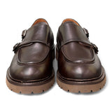 Scarpa doppia fibbia cucitura cioccolato Exton 