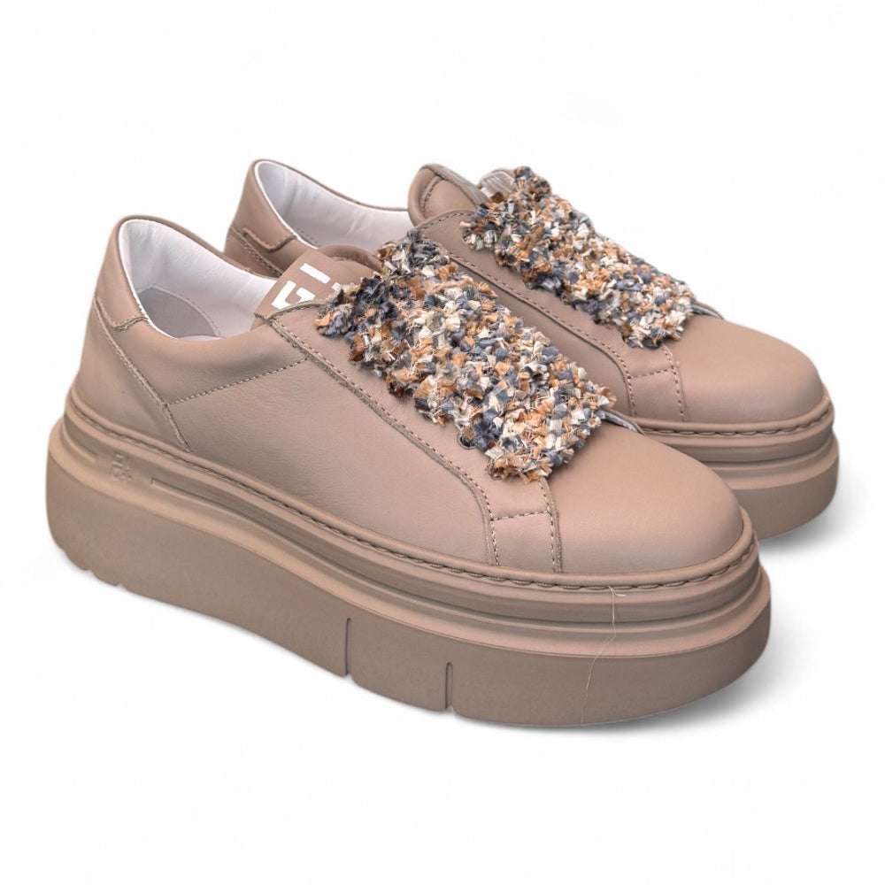 Sneaker donna Gioplus platform tortora 