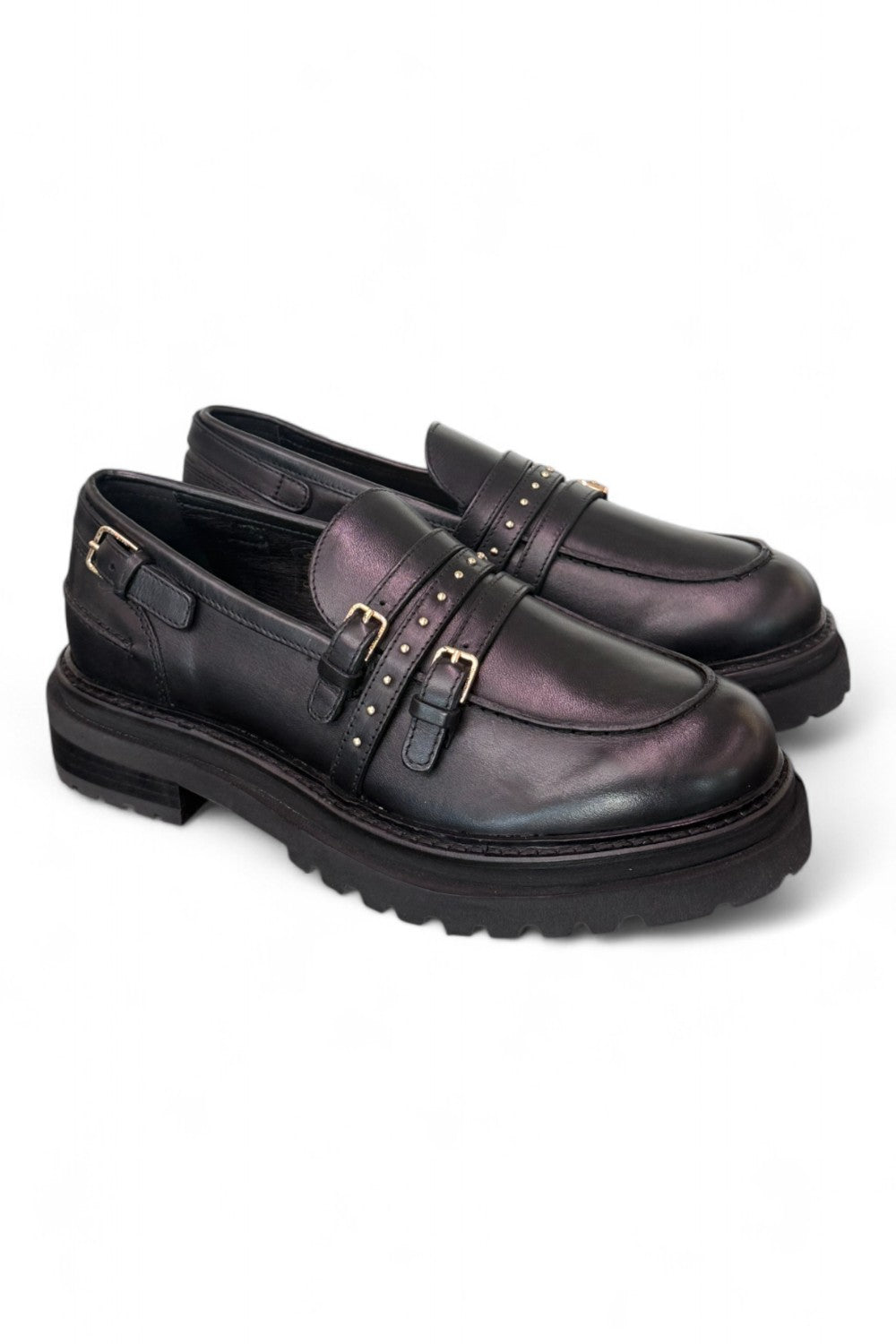 Mocassino donna pelle nera Janet 