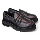 Mocassino donna pelle nera Janet 