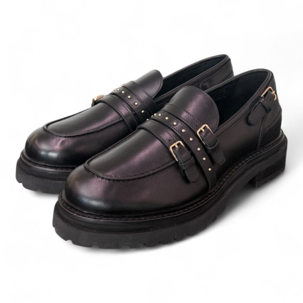 Mocassino donna pelle nera Janet 