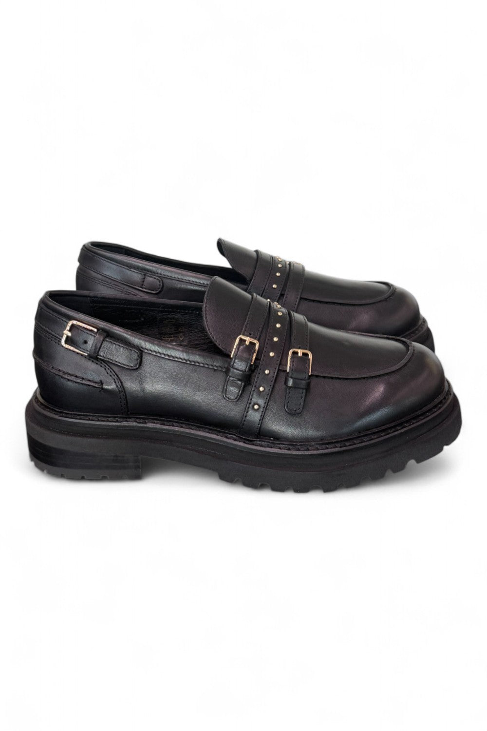 Mocassino donna pelle nera Janet 