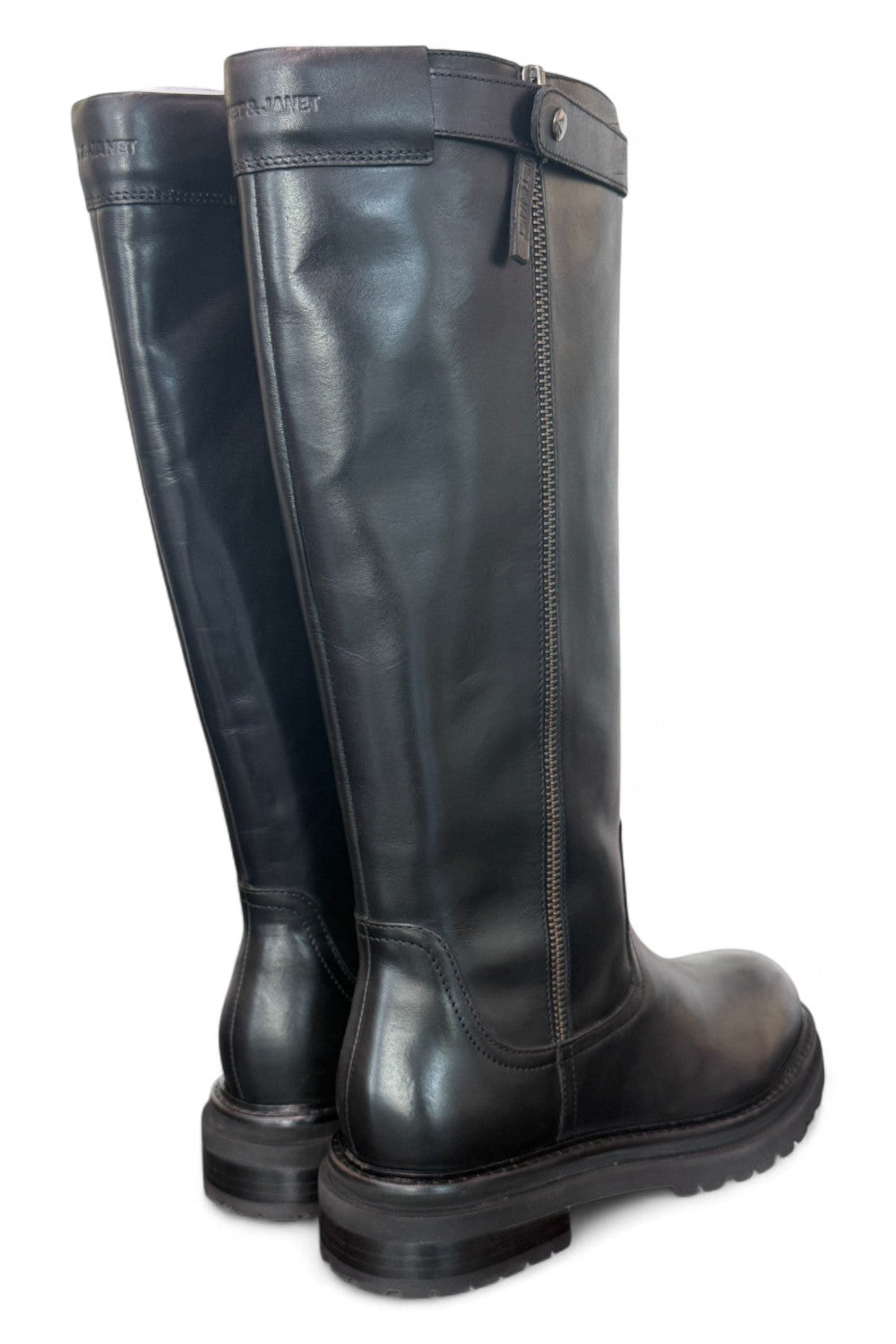 Stivale biker pelle nera Janet 