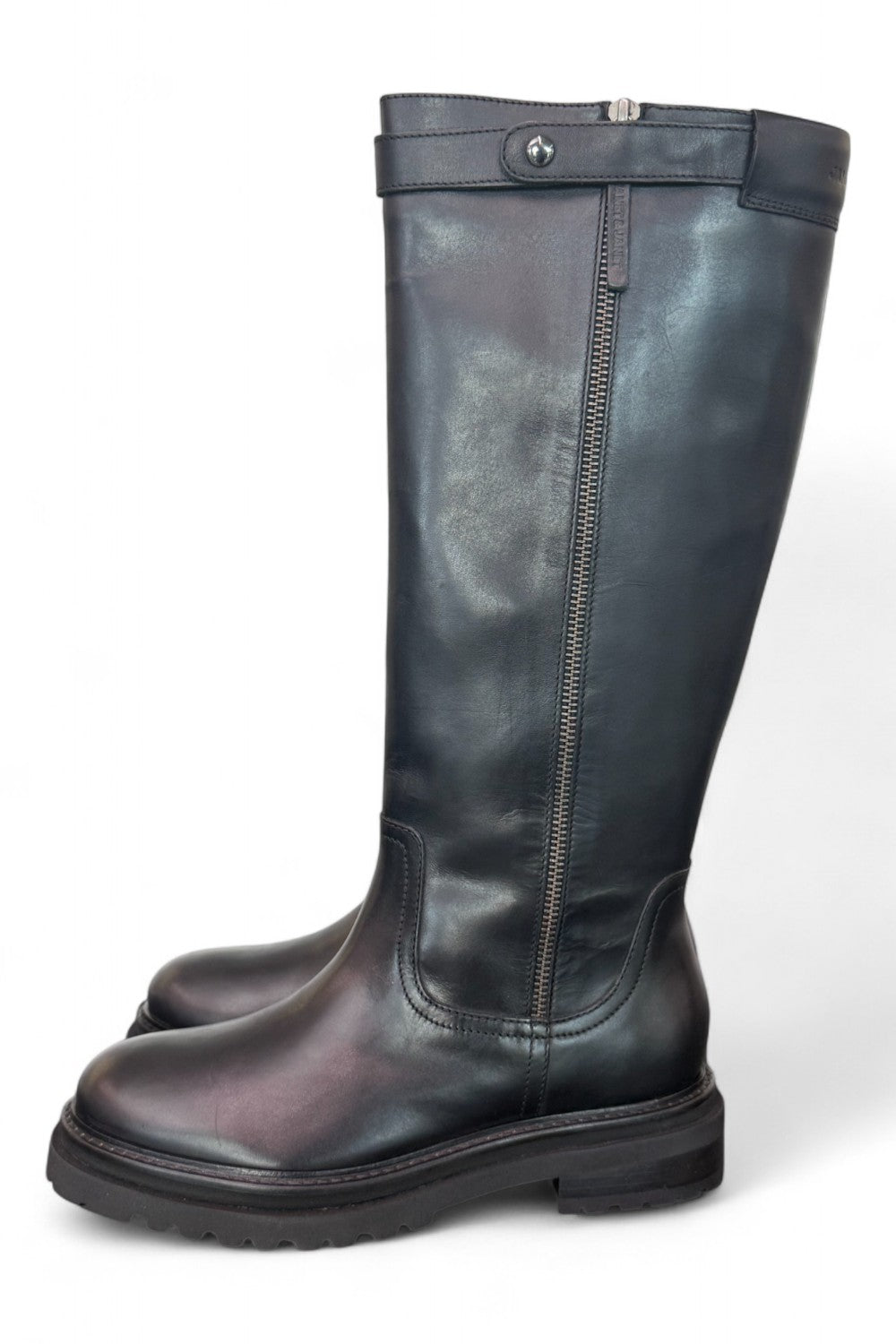 Stivale biker pelle nera Janet 