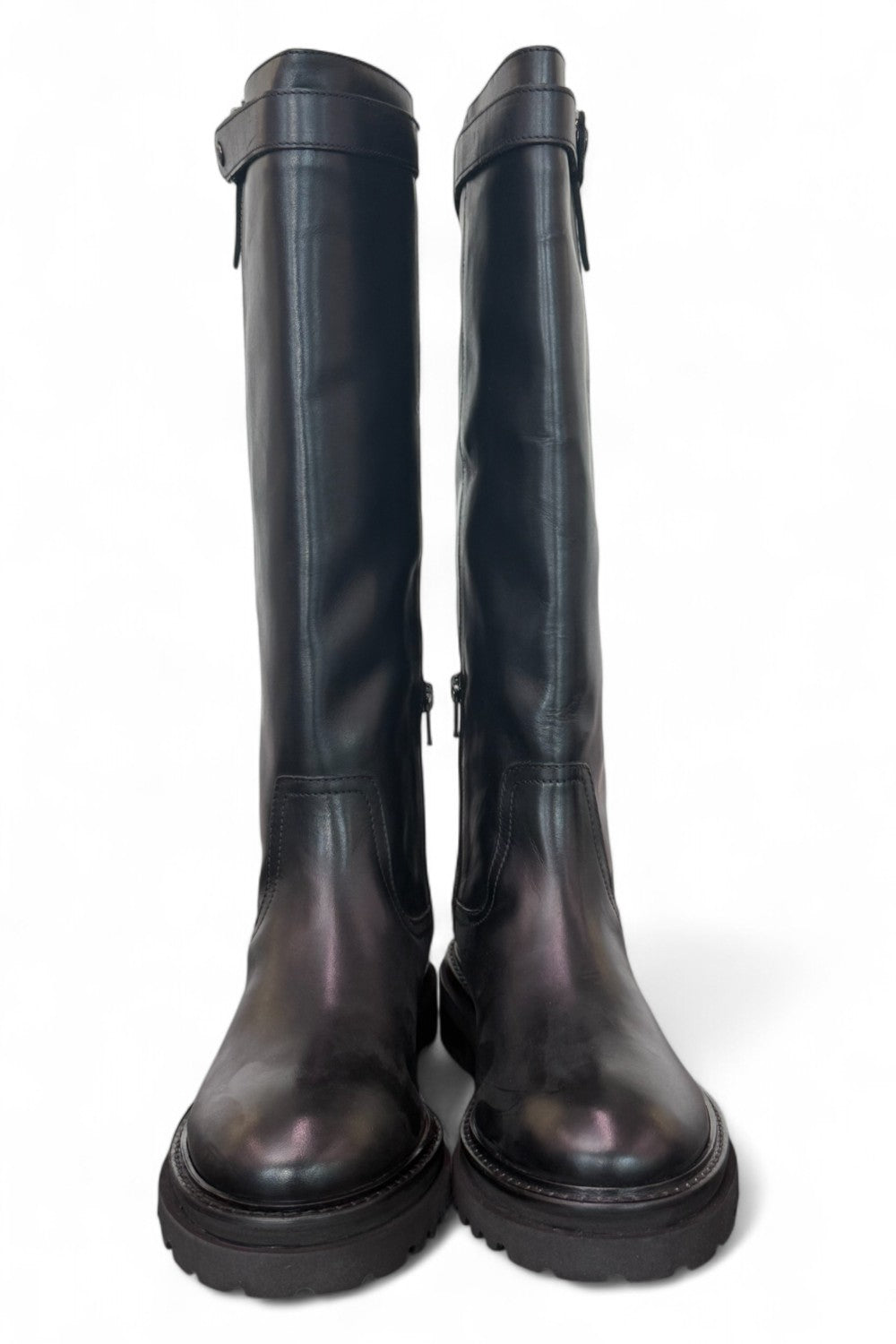 Stivale biker pelle nera Janet 