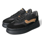 Sneaker donna pelle nera e leo Janet & Janet<BR/> 