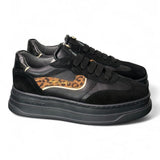 Sneaker donna pelle nera e leo Janet & Janet<BR/> 