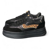 Sneaker donna pelle nera e leo Janet & Janet<BR/> 