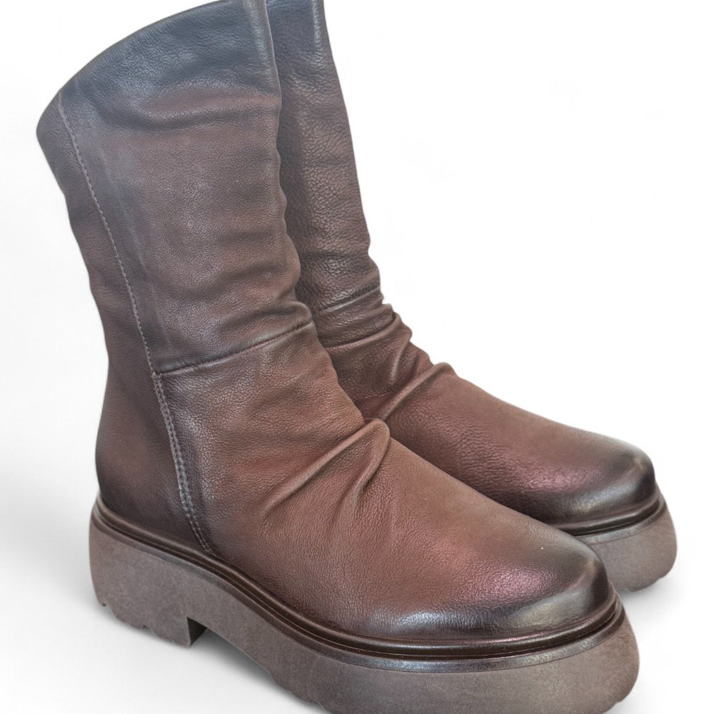 Stivaletto pieghe nabuk ingrassato moka Mjus<BR/> 