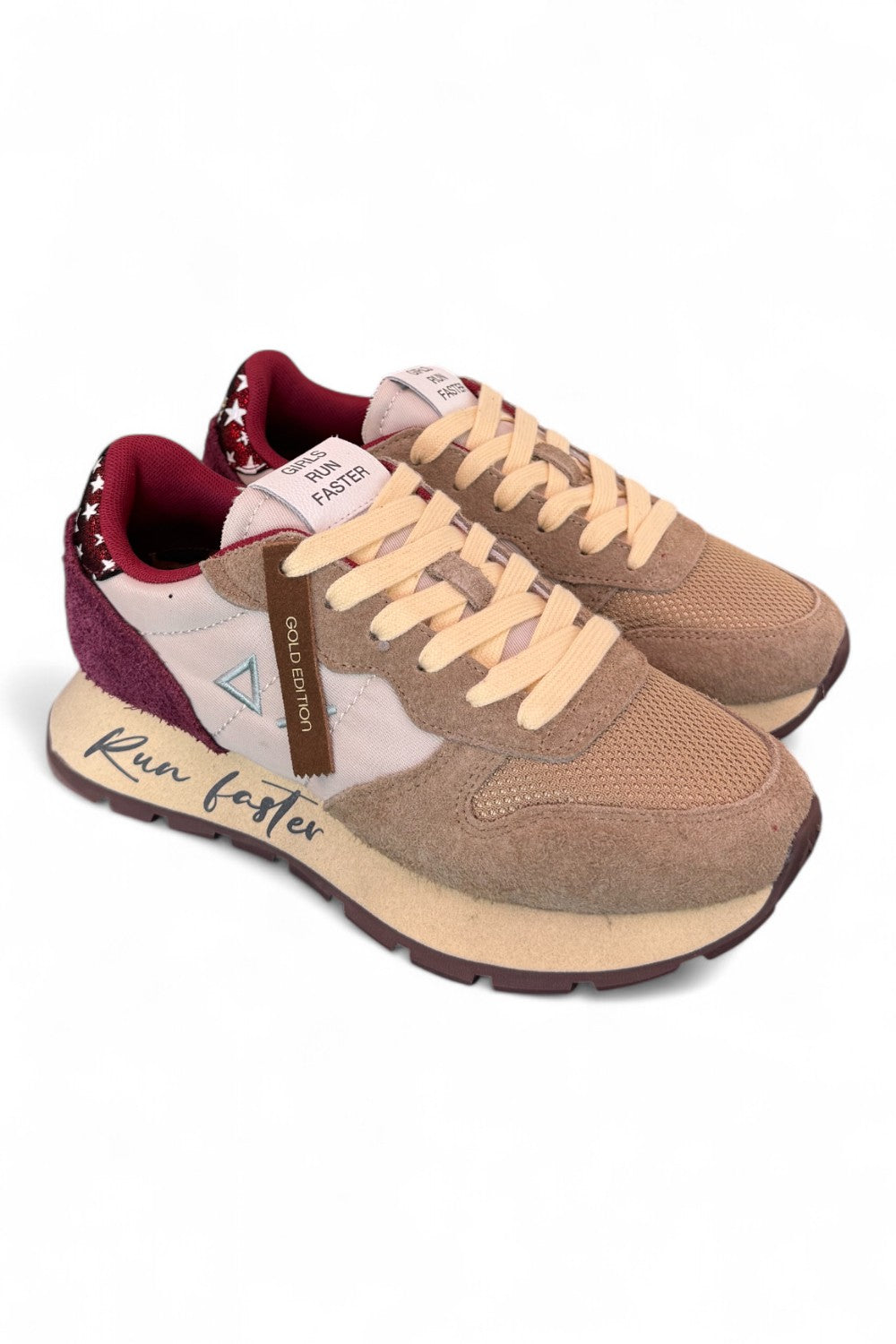 Sneaker donna Sun68 Ally vintage beige bordeaux 