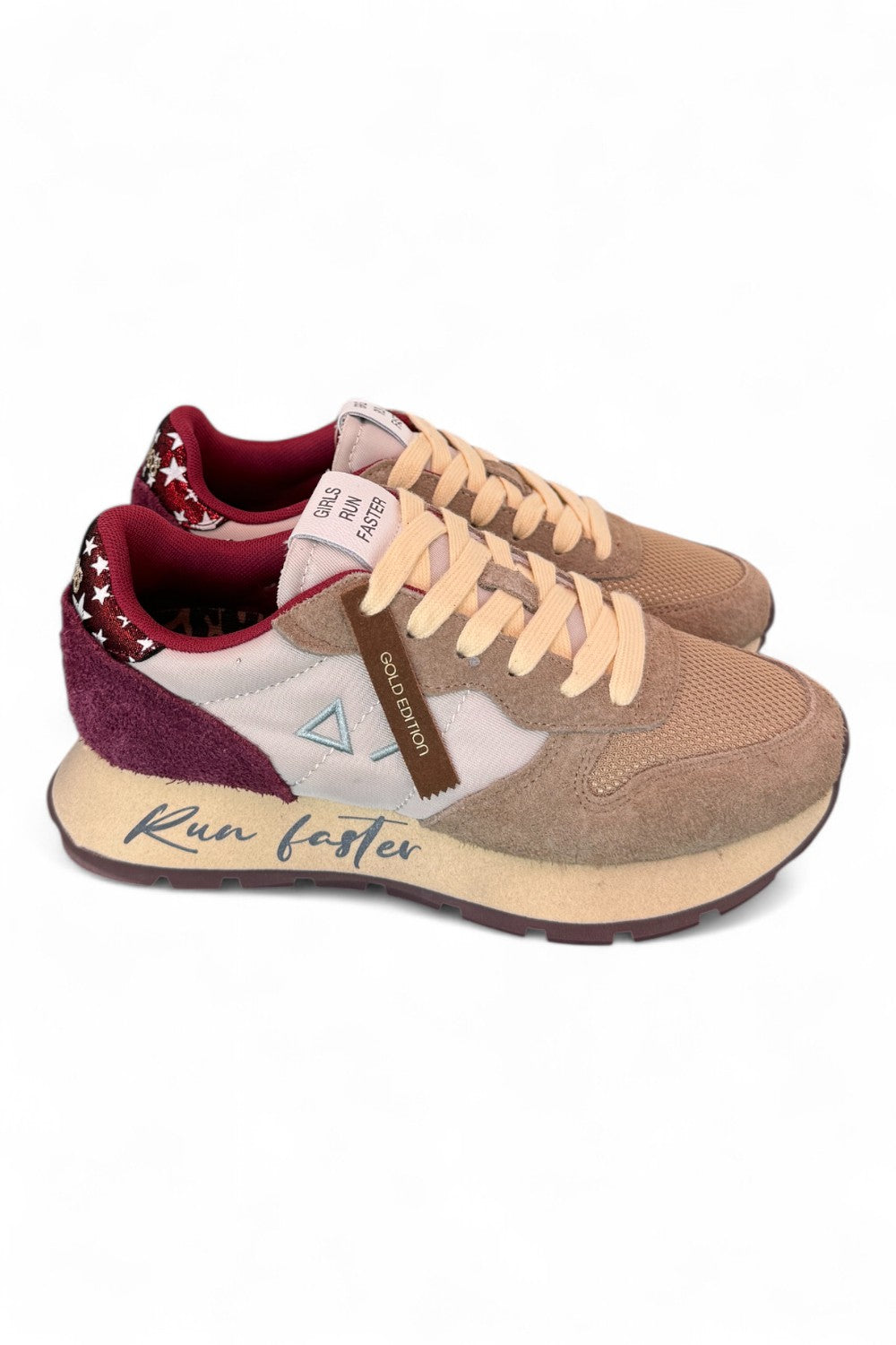 Sneaker donna Sun68 Ally vintage beige bordeaux 