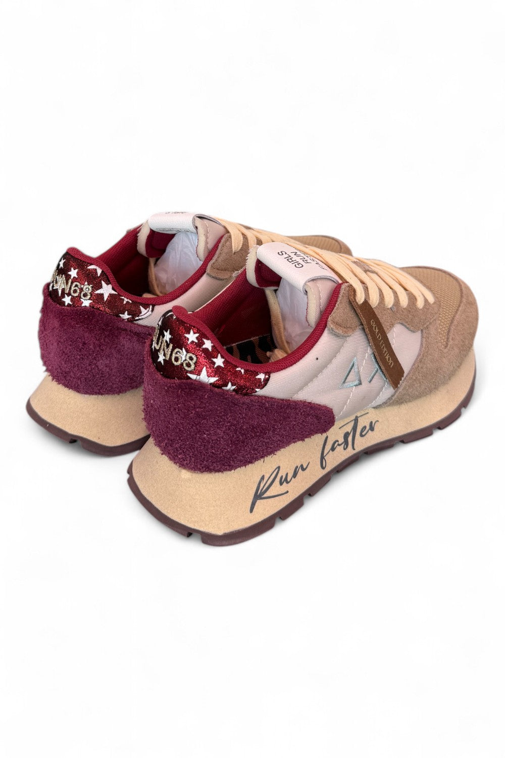 Sneaker donna Sun68 Ally vintage beige bordeaux 