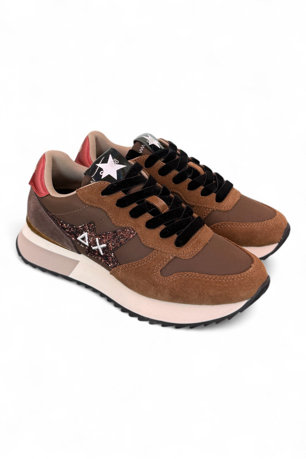 Sneaker donna Sun68 Stargirl glitter logo marrone 