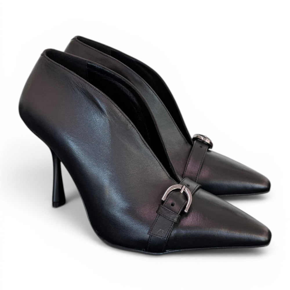 Stivaletto decolleté V pelle nera tc 90 Albano 