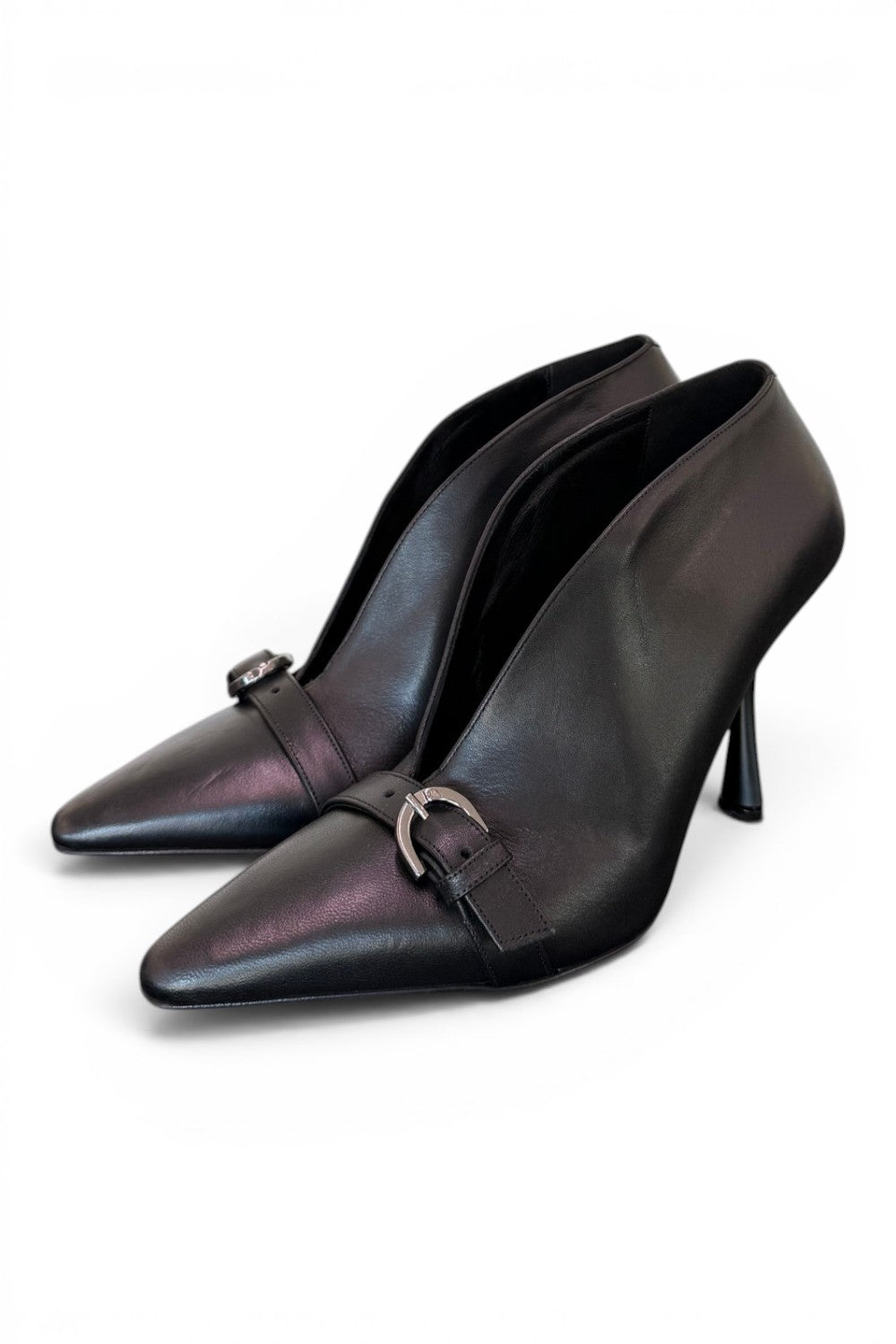 Stivaletto decolleté V pelle nera tc 90 Albano 