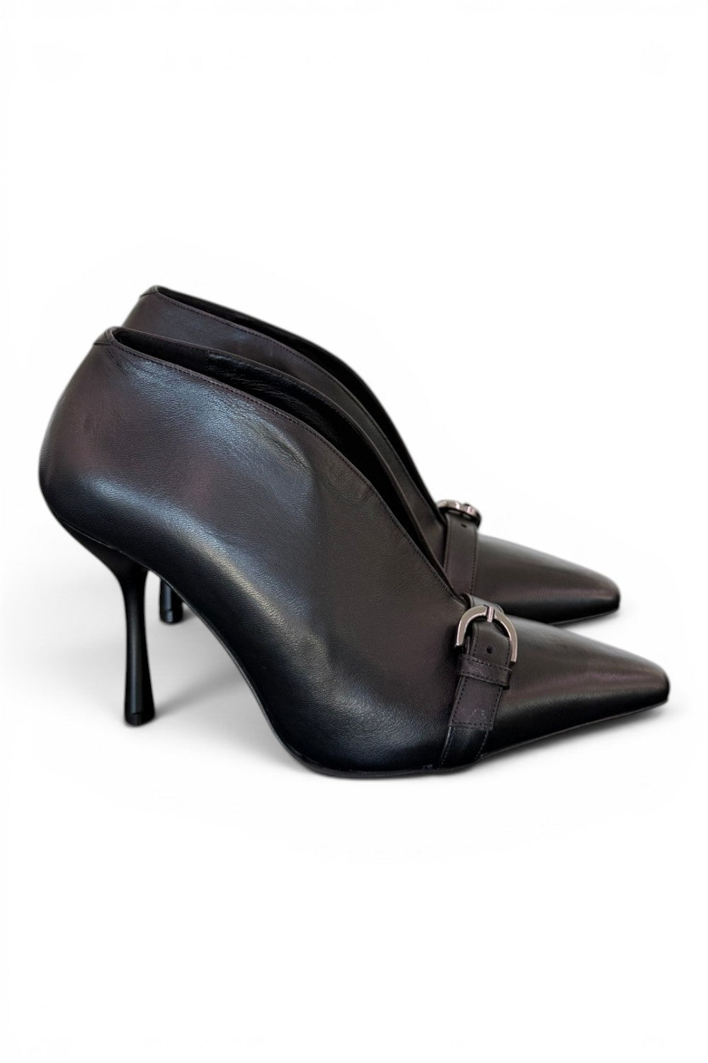Stivaletto decolleté V pelle nera tc 90 Albano 