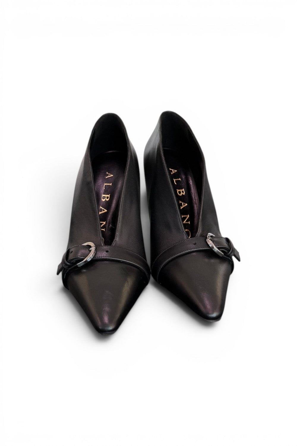 Stivaletto decolleté V pelle nera tc 90 Albano 