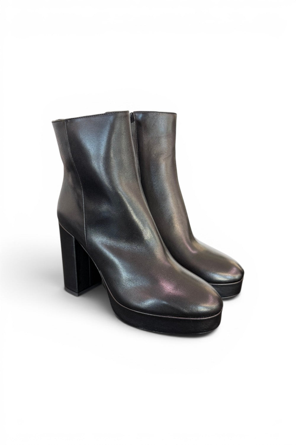 Stivaletto plateau pelle nera tc 80 Albano 