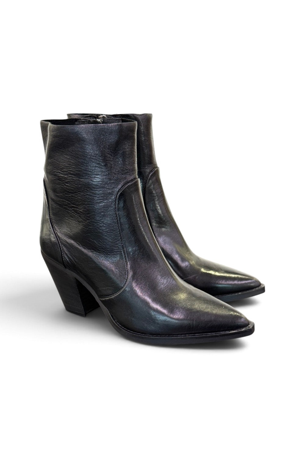 Stivaletto texano pelle nera Anima tacco 70 