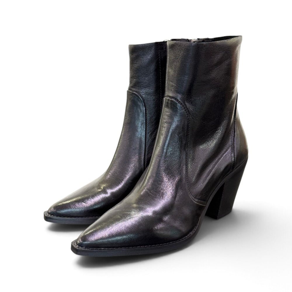 Stivaletto texano pelle nera Anima tacco 70 