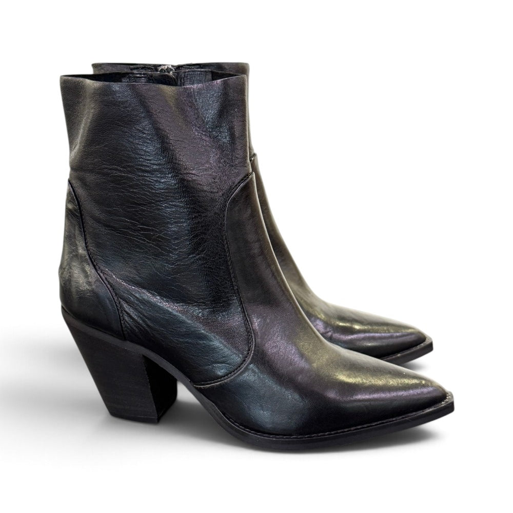 Stivaletto texano pelle nera Anima tacco 70 